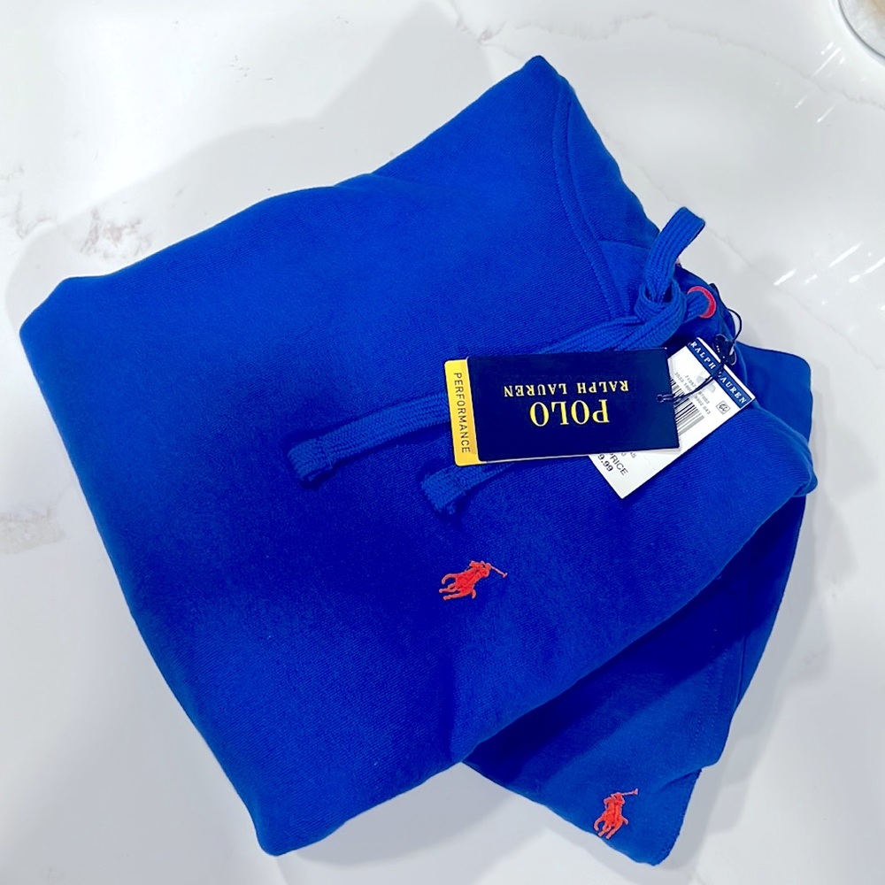 Royal Blue Polo Ralph Lauren Sweatsuit With Orange Polo Horse. Tapered Bottom